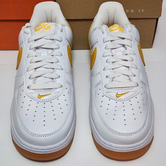 Nike Air Force 1 Low Retro QS Shoes Sz 9 "Waterproof" White Gold FD7039-100 NEW - Picture 3 of 10